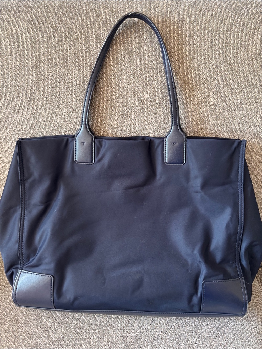 Tory Burch Navy Logo Nylon Tote - Picture 3 of 10